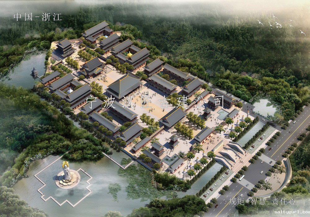 寺院重建规划布局鸟瞰图  第1张