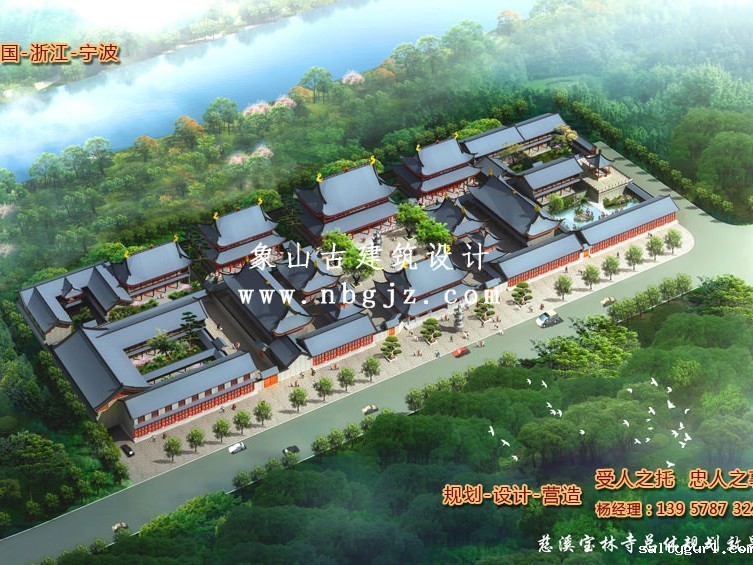 浙江慈溪宝林禅寺总体建筑效果图设计
