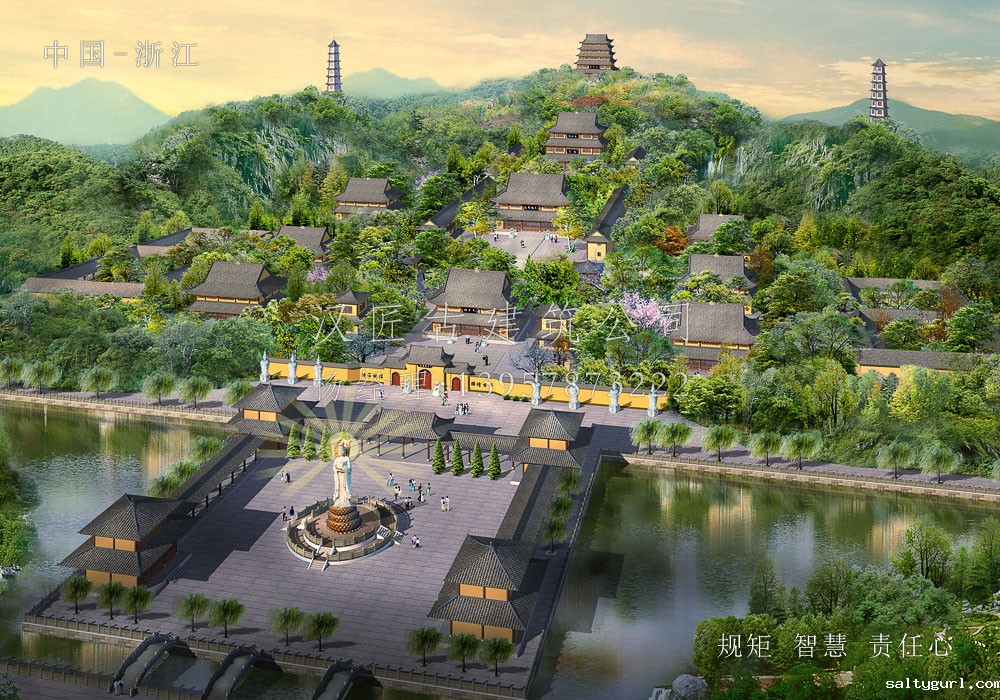 玉泉讲寺总体寺院建筑规划布局图  第1张