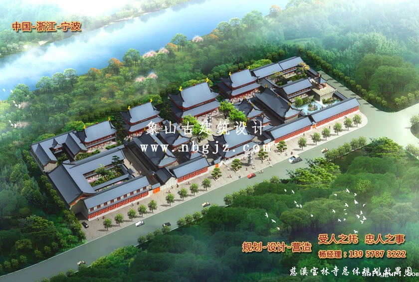 浙江慈溪宝林禅寺总体建筑效果图设计
