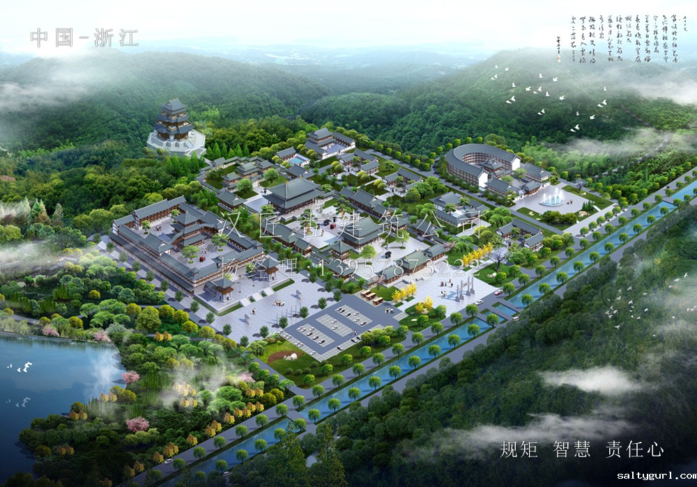 寺院整体规划设计效果图—山东藏峰寺